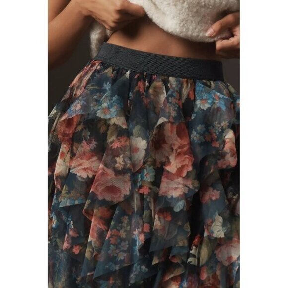 NWT Size XXS - The Chéri Ruffled Tulle Midi Skirt by Anthropologie (NWT US$ 158) - Picture 1 of 16